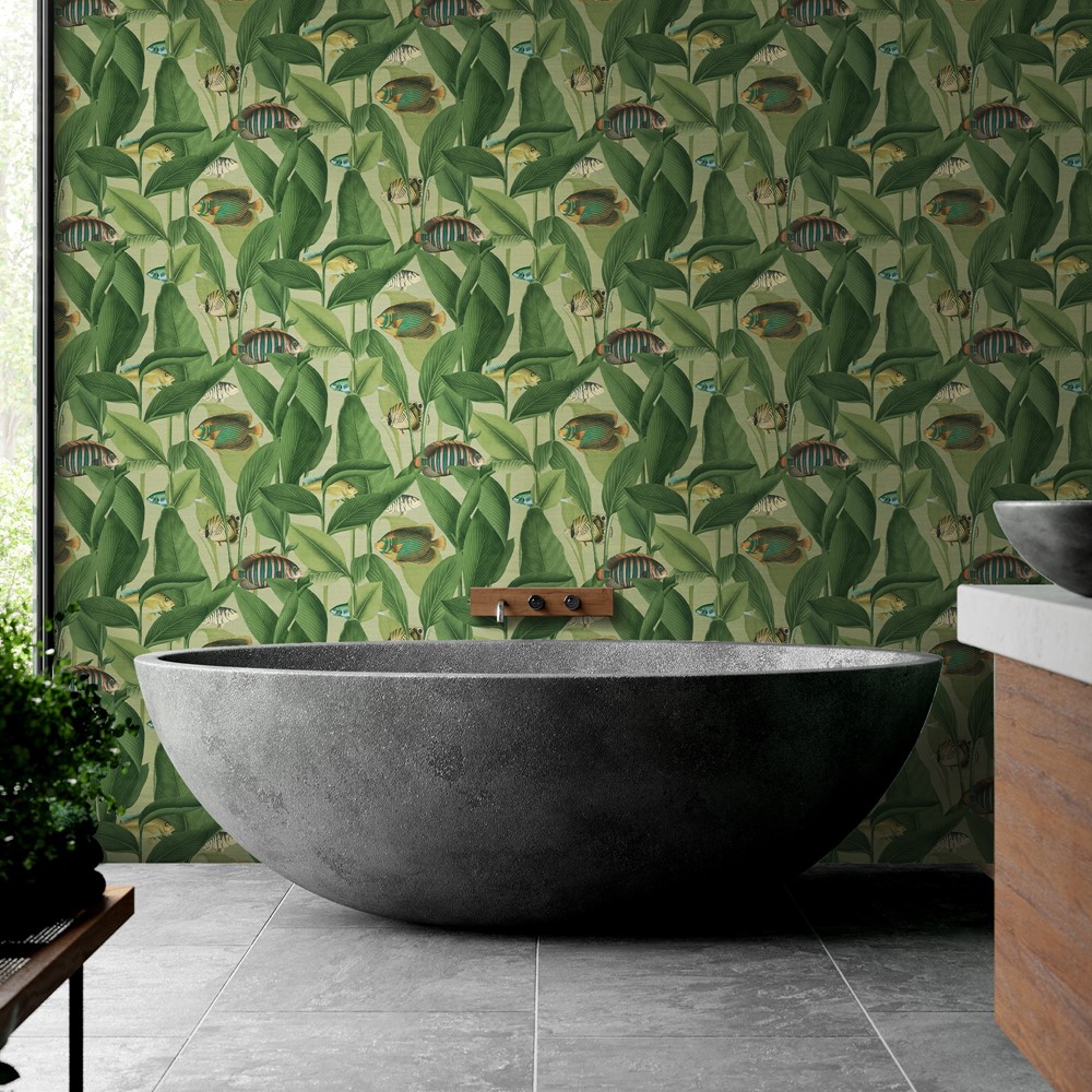 Aquarium Wallpaper 124114 by Graham & Brown in Green